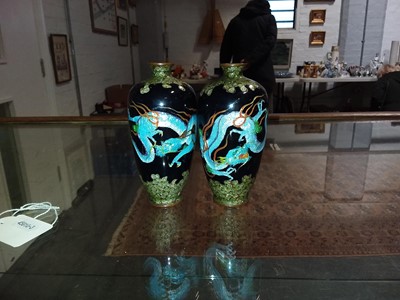 Lot 11 - Pair of Japanese cloisonne vases