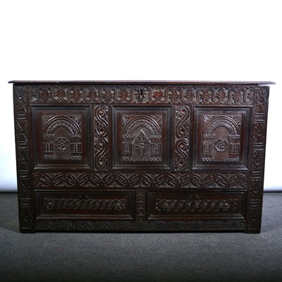 Lot 512 - Joined oak mule chest, 18th Century