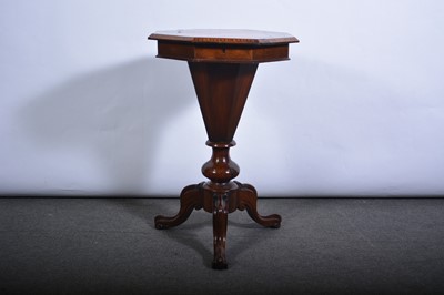 Lot 483 - Victorian inlaid walnut trumpet work table