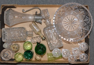 Lot 70 - Set of six Webb Corbett sherry glasses, cut glass fruit bowl, decanters, and other glasswares.