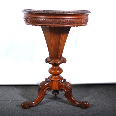 Lot 484 - Victorian burr walnut work table