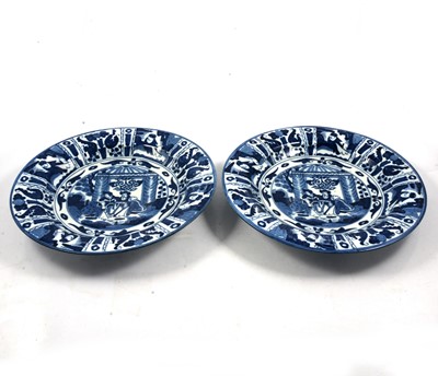 Lot 45 - Pair of Chinese blue and white plates, Wanli style