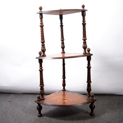 Lot 482 - Victorian inlaid walnut corner whatnot