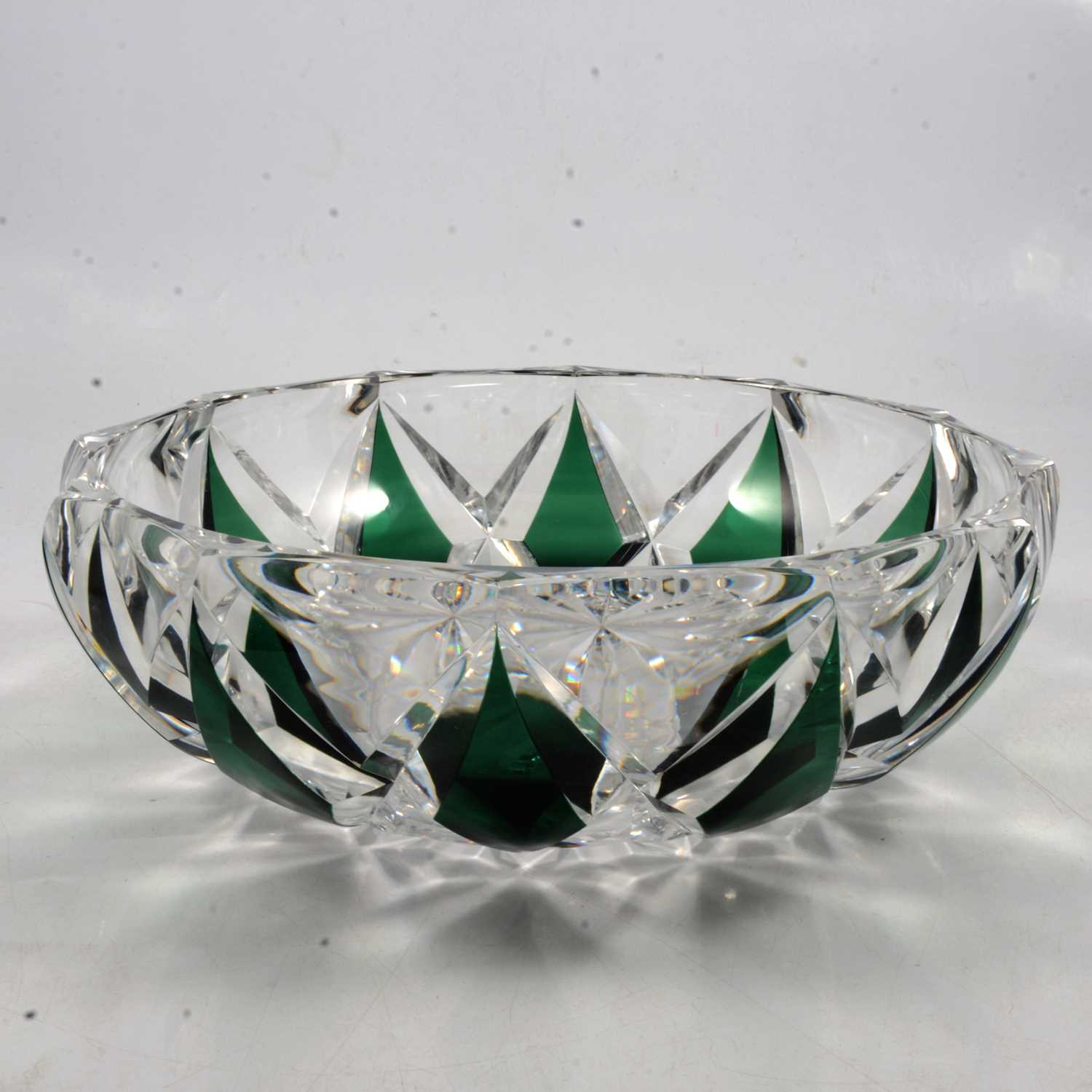 Lot 18 - Val St Lambert, an emerald green overlay glass bowl.