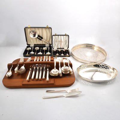 Lot 156 - Set of silver spoons and other plated ware.