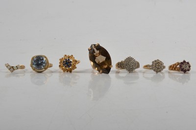 Lot 276 - Seven gold dress rings.