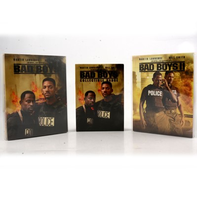 Lot 70 - Filmarena Steelbook Blu-rays, two, Bad Boy and Bad Boys II and badge.