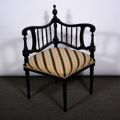 Lot 529 - Victorian ebonised corner chair