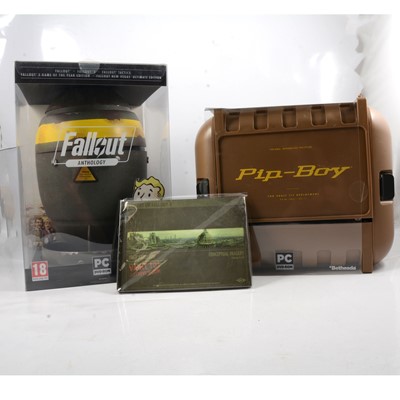 Lot 128 - Fallout Anthology PC DVD-ROM set and Fallout 4 Pip-Boy edition.