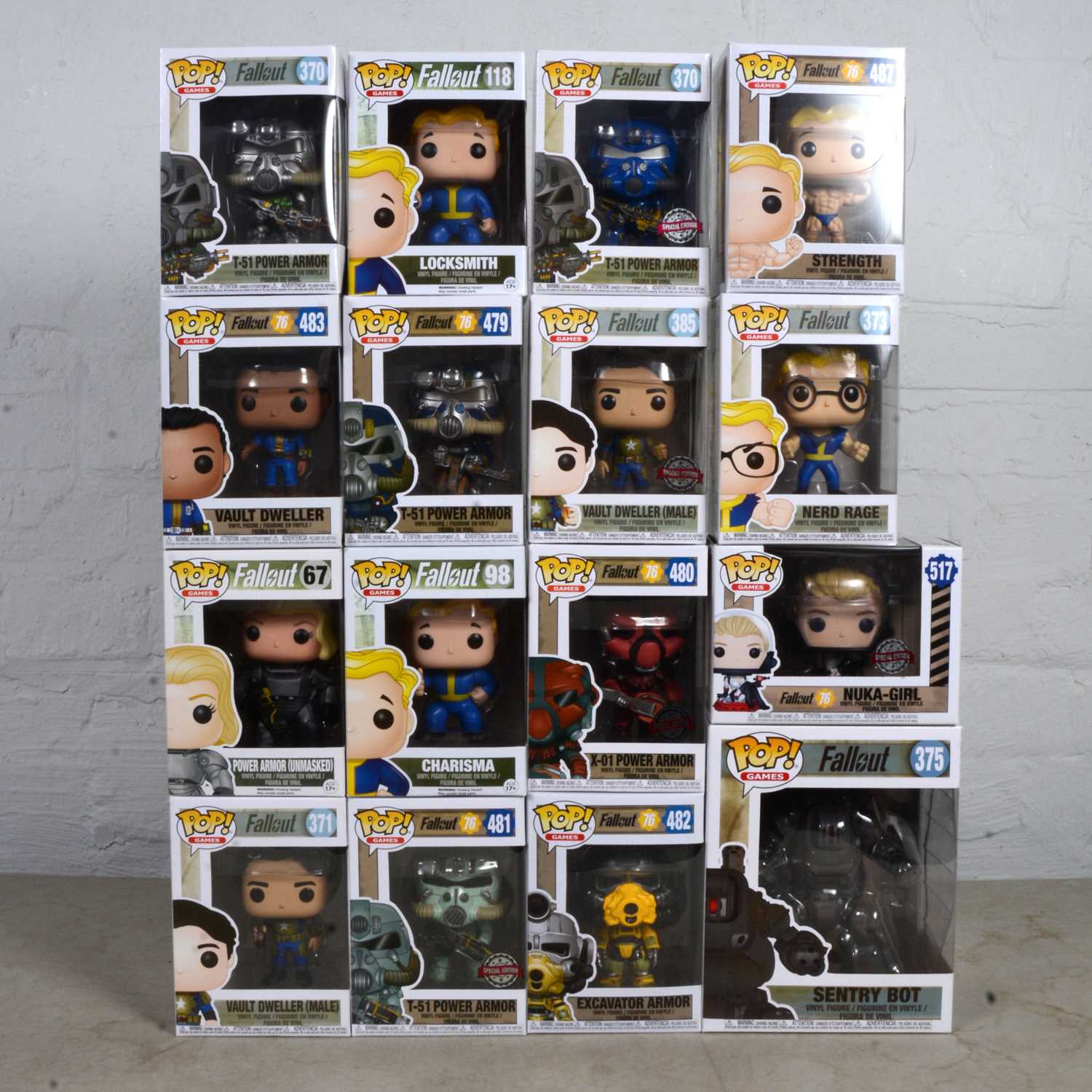 Lot 132 - Funko Pop! Fallout, six-teen different boxed figures, including 375 Sentry Bot and others.