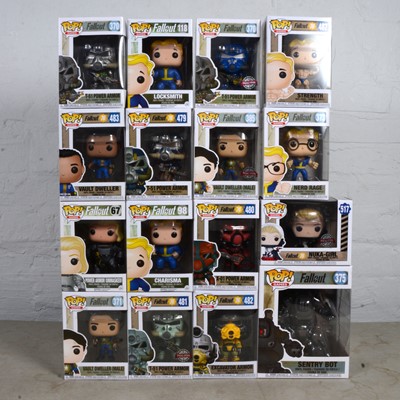 Lot 132 - Funko Pop! Fallout, six-teen different boxed figures, including 375 Sentry Bot and others.