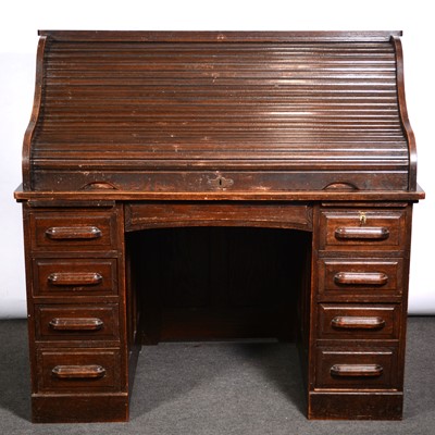 Lot 518 - Oak roll top desk