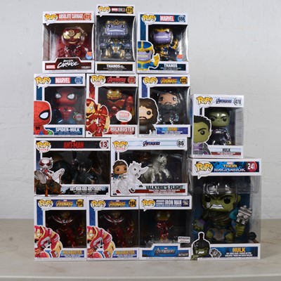 Lot 138 - Funko Pop! Thirteen Marvel larger models including 86 Valkyrie's Flight etc.