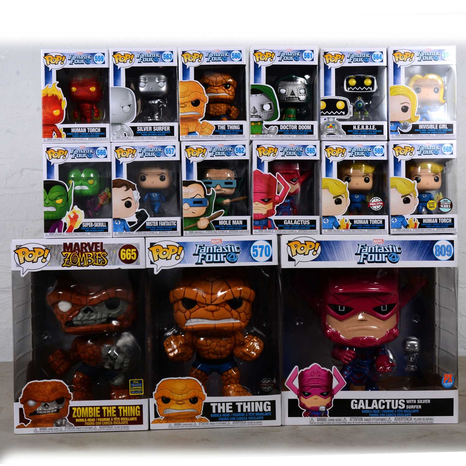 Lot 144 - Funko Pop! Fifteen figures from Marvel Fantastic Four, including 809 Galactus 10" etc.