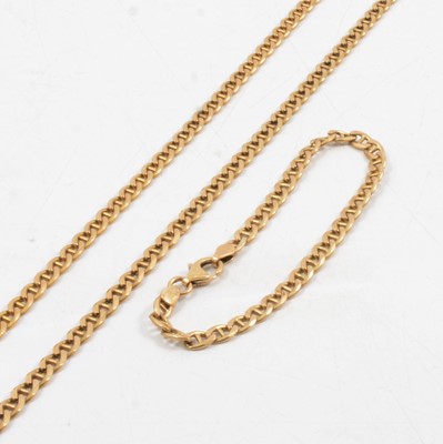 Lot 336 - A 9 carat yellow gold anchor link necklace and bracelet.