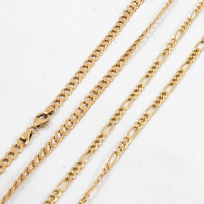 Lot 335 - Two 9 carat yellow gold chain link necklaces.