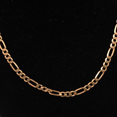 Lot 333 - A 9 carat yellow gold figaro fetter and three link necklace and bracelet.