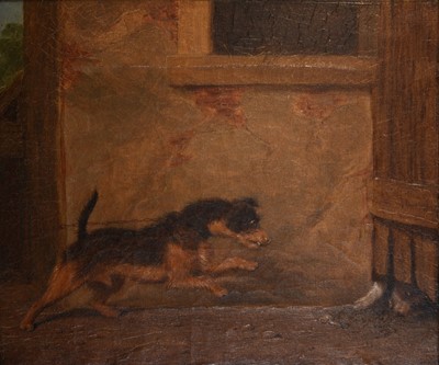 Lot 437 - Martin Theodore Ward, study of two dogs vying for a bone.