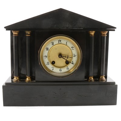 Lot 65 - Victorian black slate mantel clock