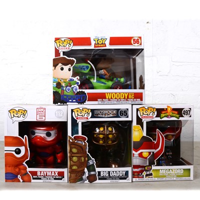 Lot 146 - Funko Pop! Four figures including 65 Big Daddy 56 Toy Story - Woody with RC etc