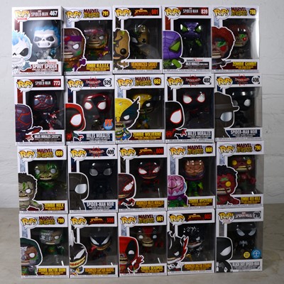 Lot 148 - Funko Pop! Twenty Marvel Spider-man, Maximum Venom and Marvel Zombie figures