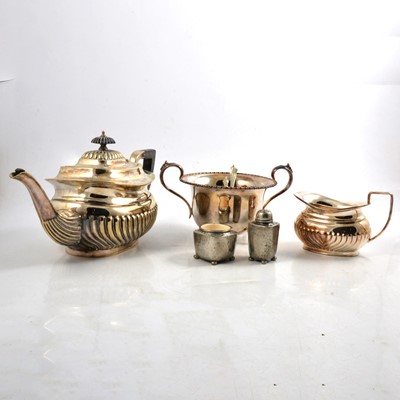 Lot 133 - Silver-plated coffee and teasets, cutlery, and other plated and pewter wares.