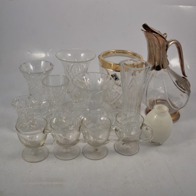 Lot 114 - Glass and silver-plated duck decanter / carafe canard, Stuart Crystal rose bowl and other glasswares.
