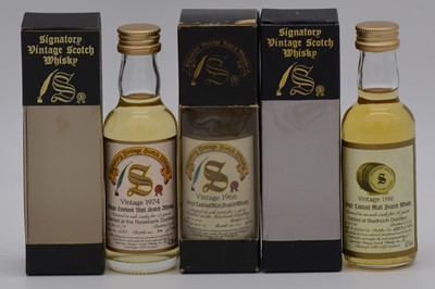 Lot 201 - Signatory Vintage - three Lowland whisky miniatures