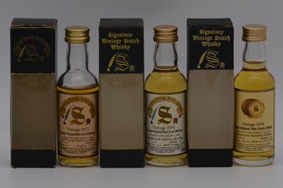 Lot 214 - Signatory Vintage - six Highland whisky miniatures - Balvenie and Edradour