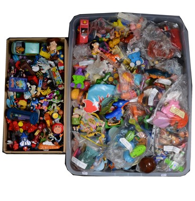 Lot 128 - McDonald toys and others, a large collection of figures and toys in two boxes