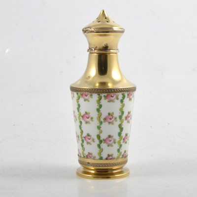 Lot 229 - Sevres-style porcelain and silver gilt-mounted sugar shaker.