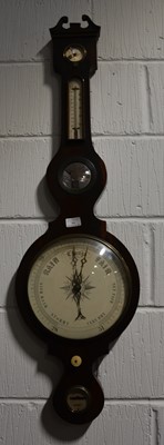 Lot 465 - Rosewood five-dial banjo barometer