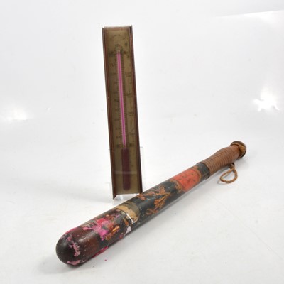 Lot 134 - Wall thermometer and a Victorian truncheon.