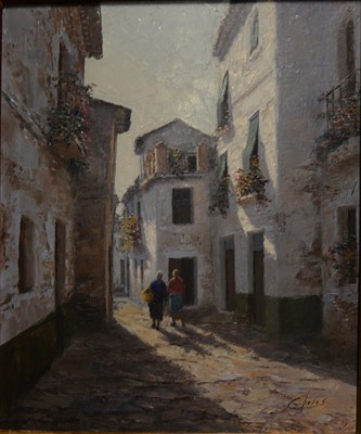 Lot 430 - Manuel Cuberos, Spanish Street Scene.