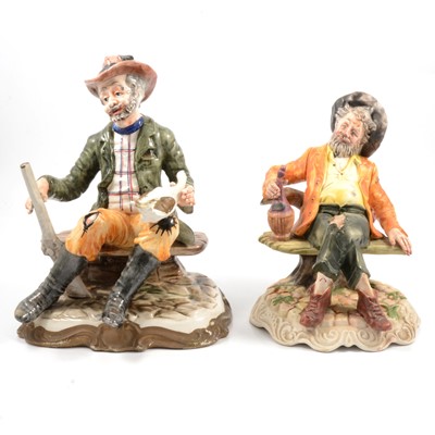 Lot 14 - Collection of figurines, including two large Capodimonte figures