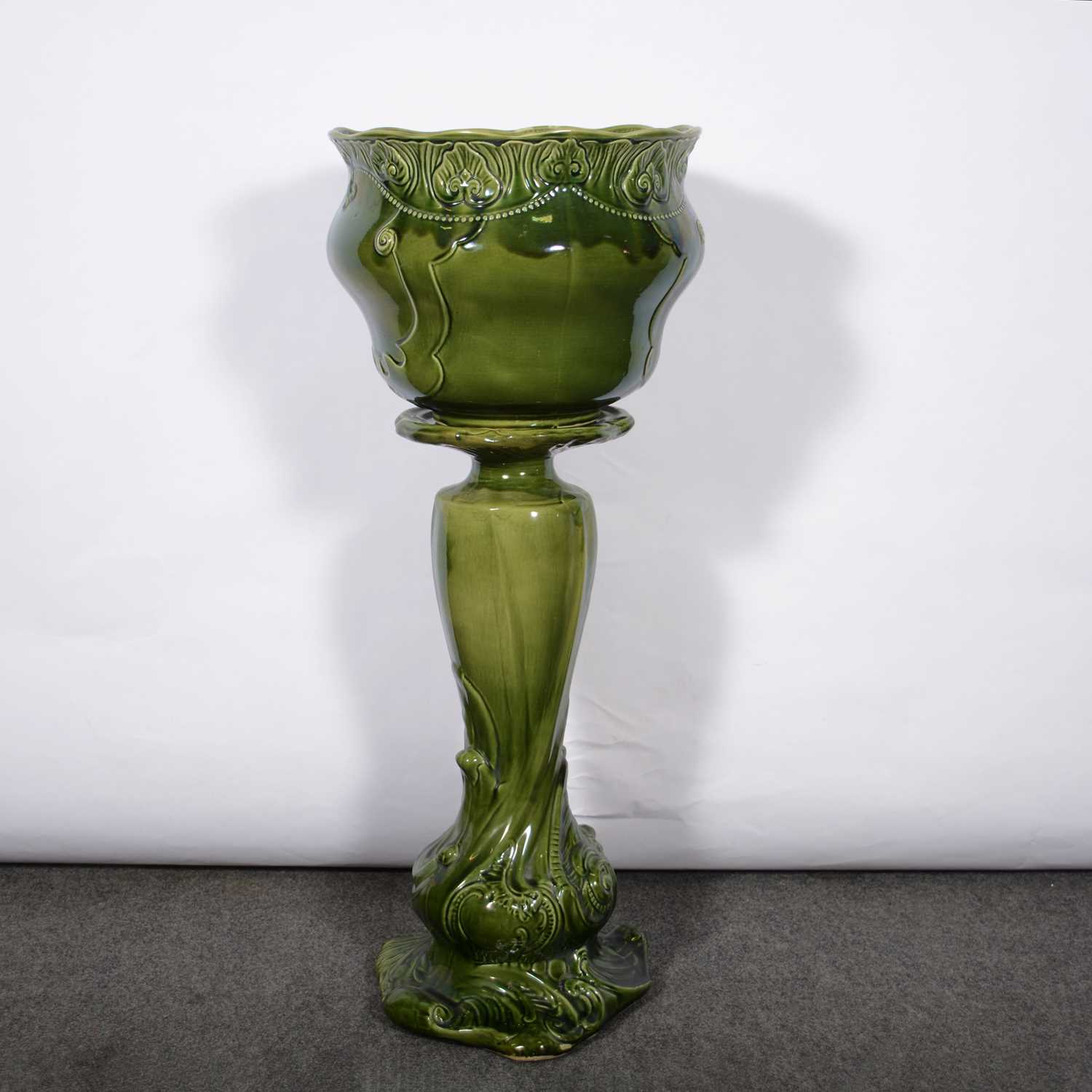 Lot 594 - Staffordshire pottery jardiniere and stand