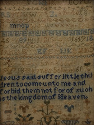 Lot 428 - Victorian needlework sampler.