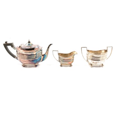 Lot 177 - Victorian silver three-piece teaset, Thomas Bradbury & Sons, London 1898 and 1901.