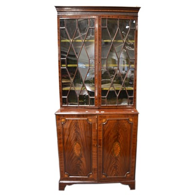 Lot 356 - George III style inlaid mahogany bookcase