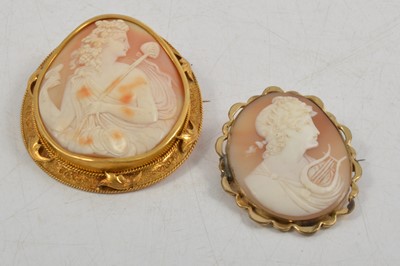 Lot 288A - Two carved shell cameo brooches.