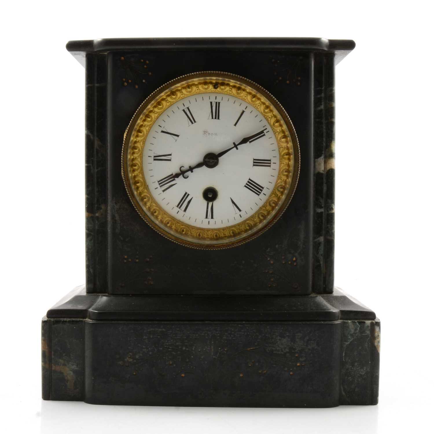 Lot 181 - Victorian black slate mantel clock