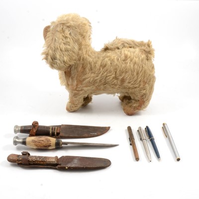 Lot 277 - Old gold plus teddy bear, coins, Boy Scout items, pens, penknives and other collectibles.