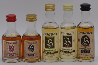 Lot 180 - Springbank, single Campbeltown malt whisky, five miniature bottlings