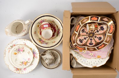 Lot 48 - Royal Crown Derby 'Posies' pattern jug, Imari pattern oval dish, 'Sandby' part tea service and other tablewares.