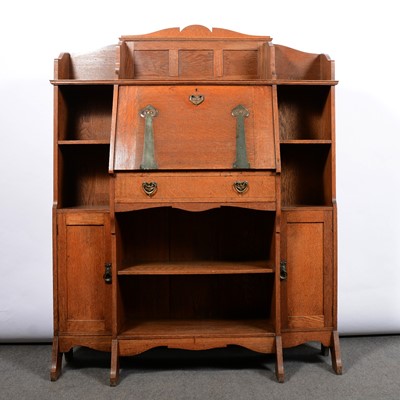 Lot 567 - Edwardian oak desk