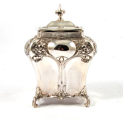 Lot 292 - Silver Art Nouveau tea caddy, Lee & Wigfull, Sheffield 1903.