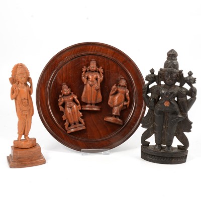 Lot 140 - Collection of carved wood Hindu deities