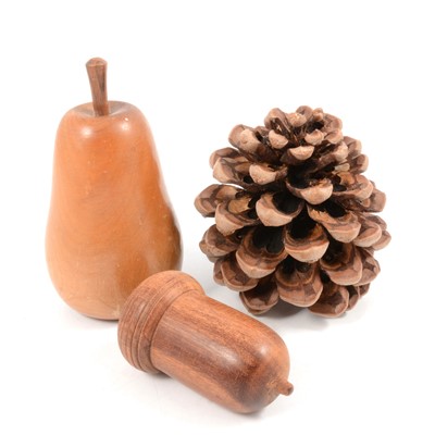 Lot 209 - Wooden fruit and pine cones.