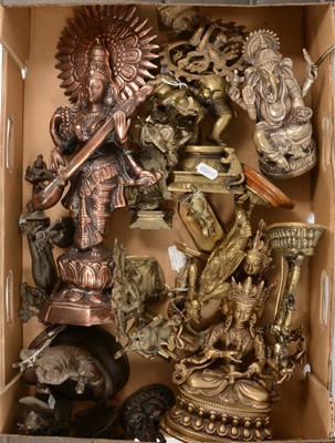 Lot 135 - Collection of brass, bronze and other Hindu deities