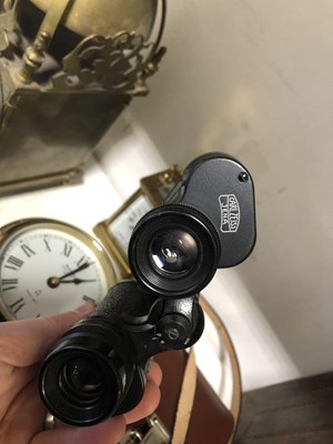 Lot 156 - Carriage clock, ships clock and a pair of binoculars